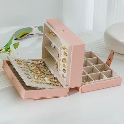 PU Leather Jewellery Storage Box with Ring Compartments