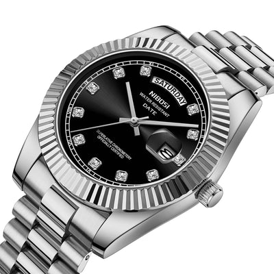 Diamond Marker Watch With Day Date Display Quartz