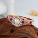 Floral Crystal Bracelet Watch for Women Jewelry - Grape Purple