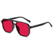 Square Sunglasses with Double Beam Frame Design - Red