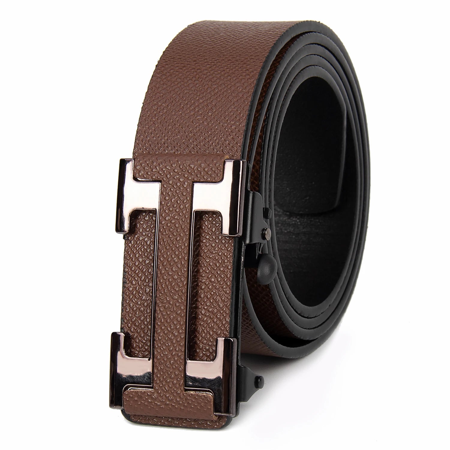 Belt With H Buckle And Textured Finish For Daily Wear - WO2MEN
