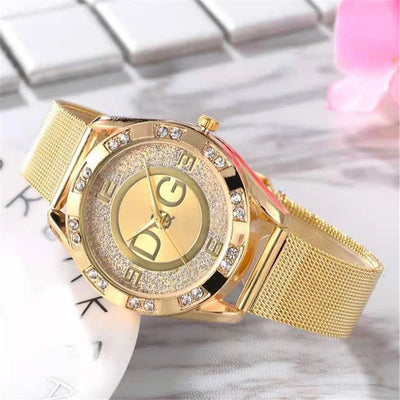 Starry Sky Diamond Dial Mesh Timepiece With Crystals