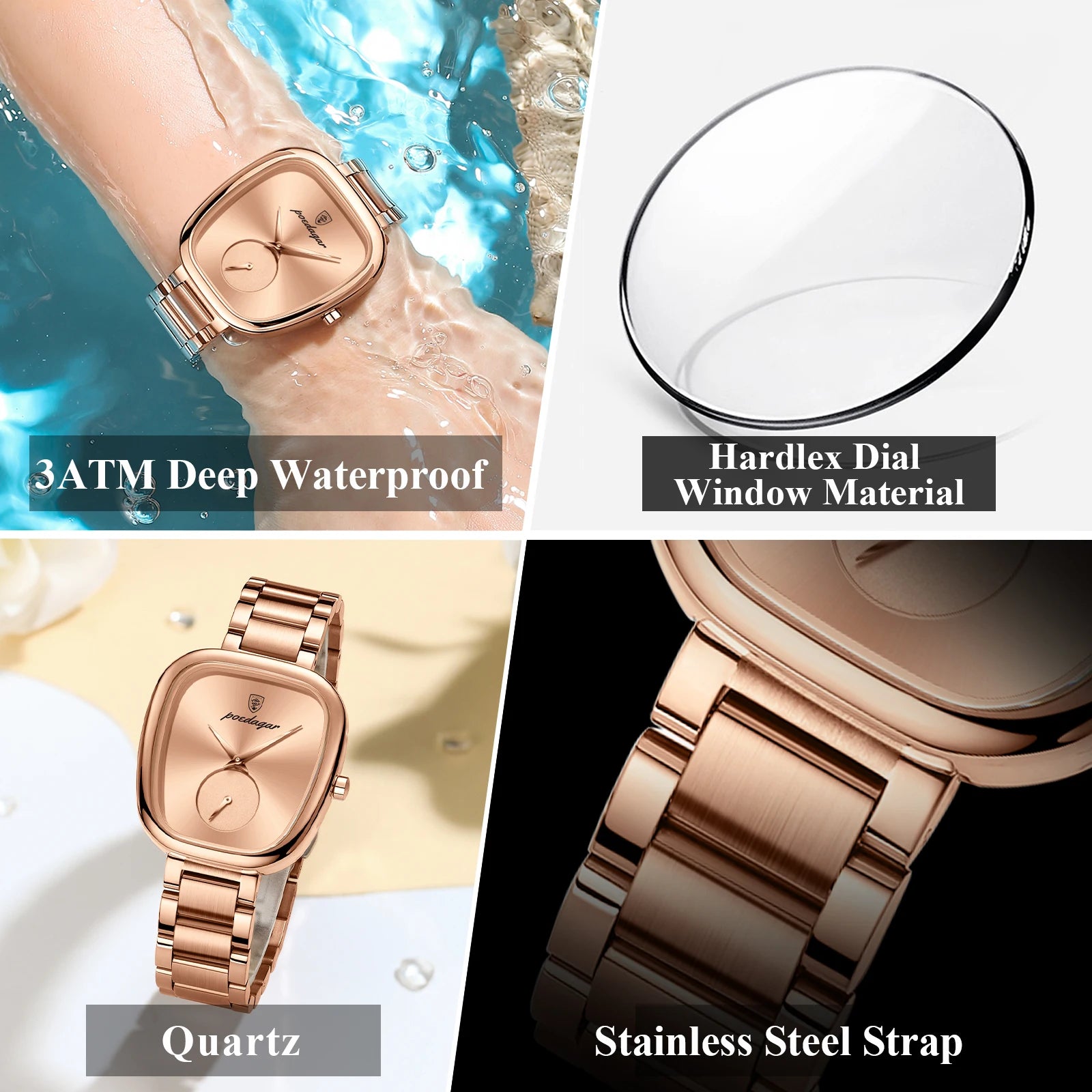 Watch Square Dial with Subdial for Everyday Elegance - WO2MEN
