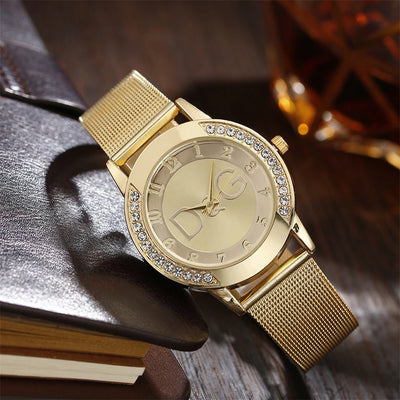 Starry Sky Diamond Dial Mesh Timepiece With Crystals