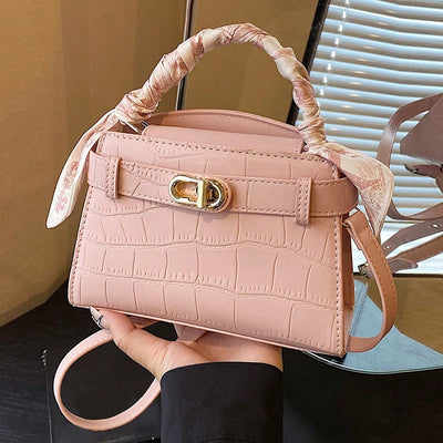 Handbag With Silk Scarf Accents Niche Retro Charm Line - WO2MEN