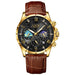Watch Galaxy Moon Chronograph with Starfield Dial Art - Brown Gold Black
