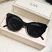 Cat Eye Sunglasses UV400 Mirror Lenses Classic - Black Gray