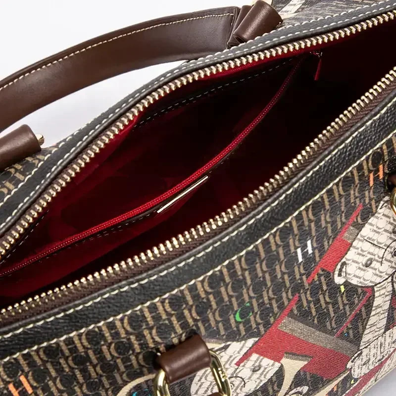 Commuter Crossbody Bag with Vibrant Print Motifs Tassel