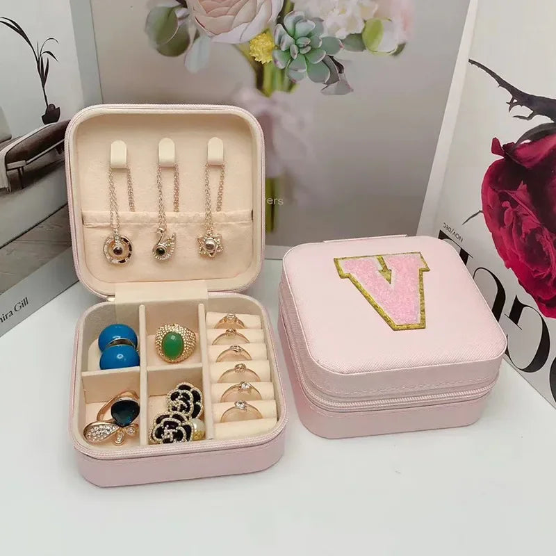 Mini Jewelry Storage Box Initial Letter Design - V
