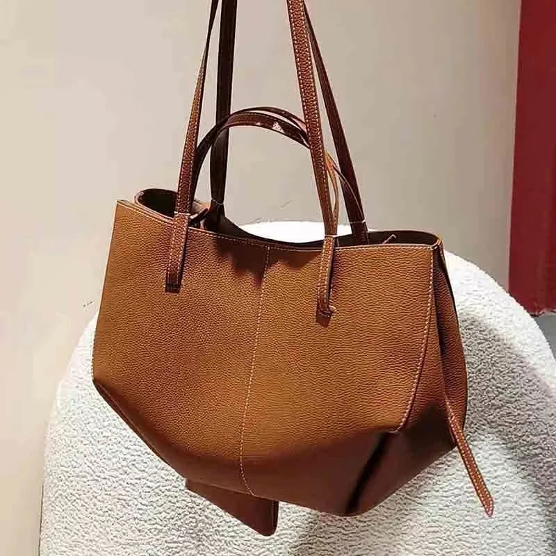Bucket Bag with Top Handles and Spacious Interior