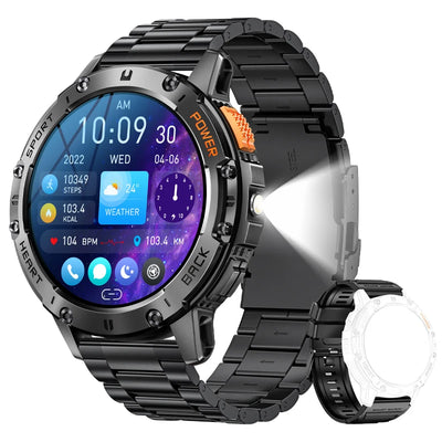 AMOLED Smart Watch with Fitness Tracker Bluetooth - Steel Black