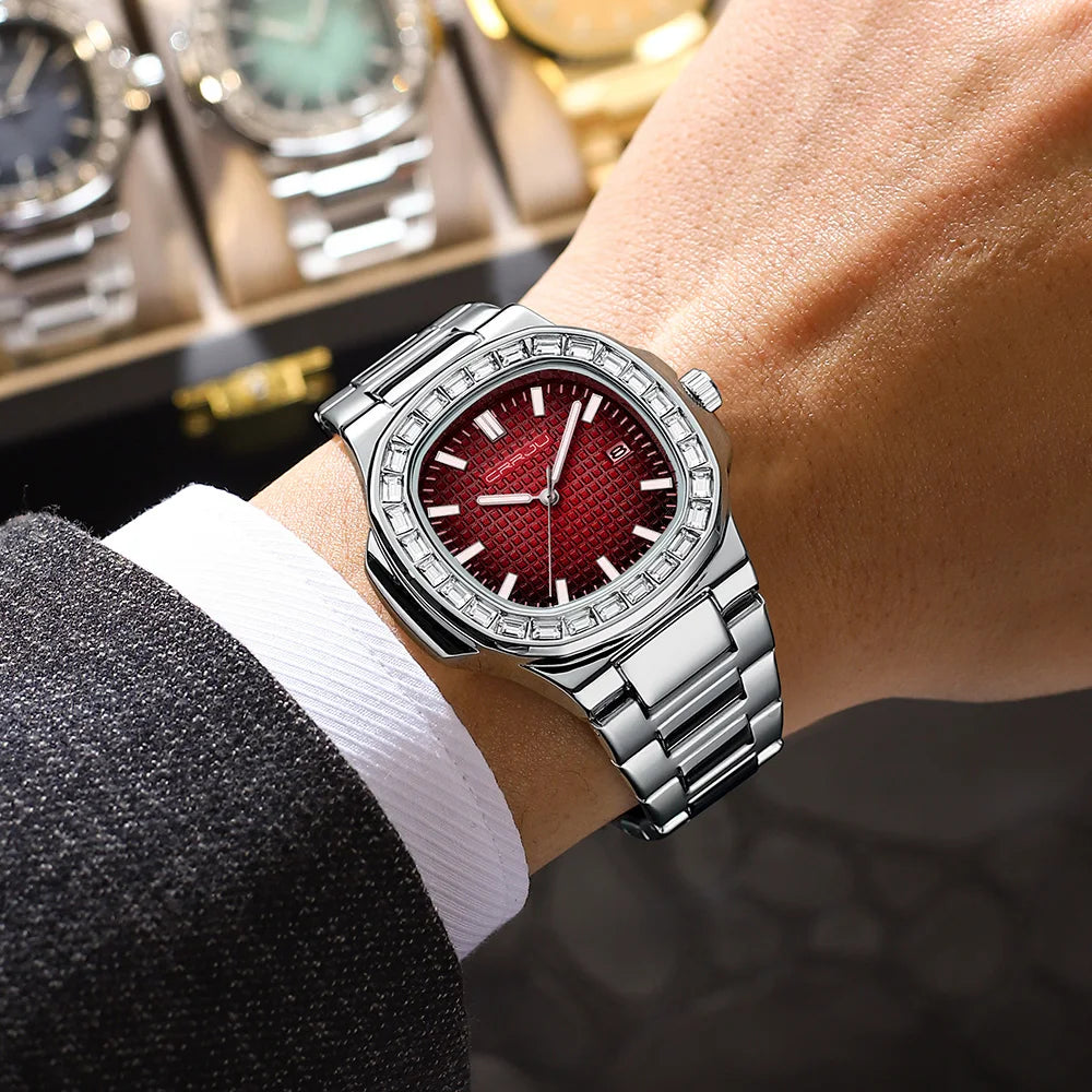 Diamond Bezel Timepiece With Luminous Dial Elegance
