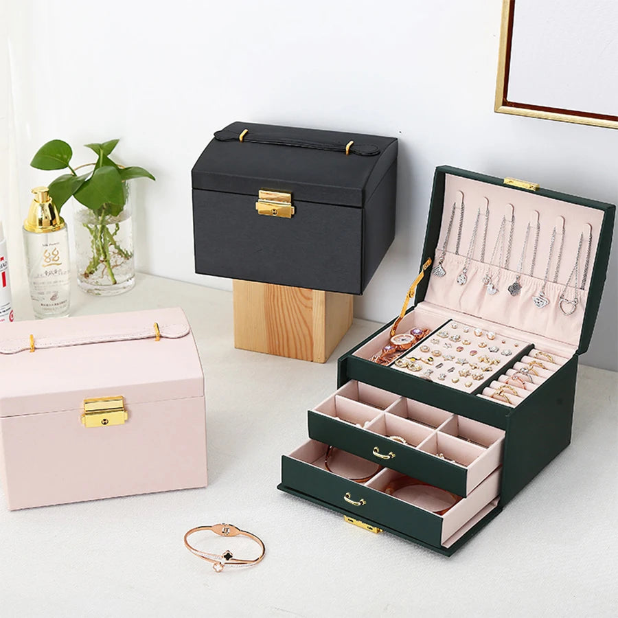 Lock Arch Three Layer Jewelry Box with Drawers