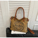 Paris Stamp Tote Bag with Convertible Carrying Strap - Brown Black