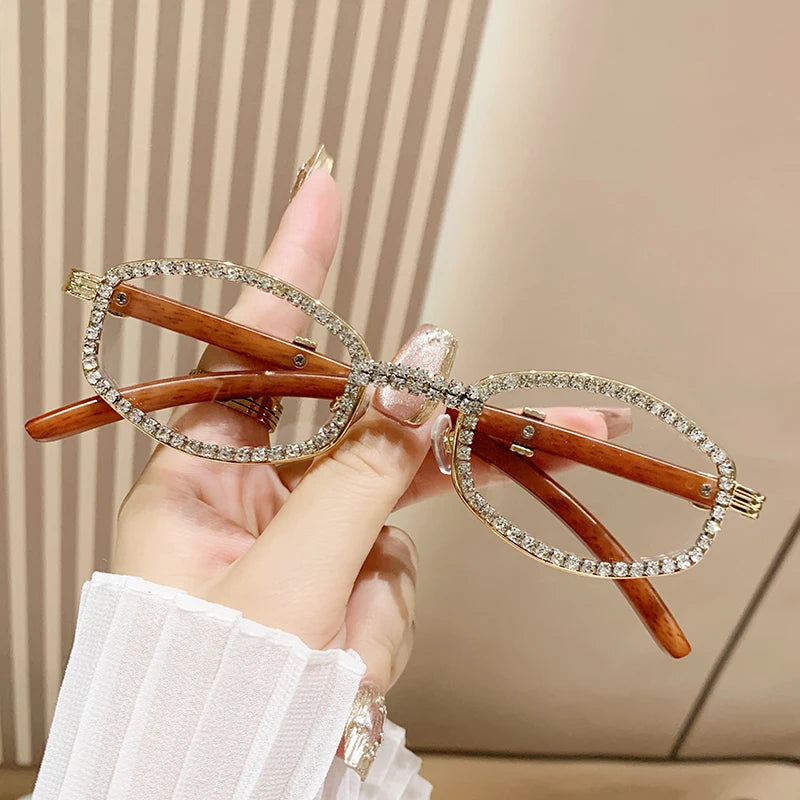 Oval Sunglasses with Rhinestone Rim Frame Lux