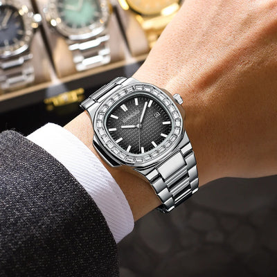 Diamond Bezel Timepiece With Luminous Dial Elegance
