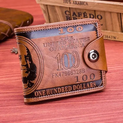 Dollar Note Pattern Wallet With Snap Closure Card Slots