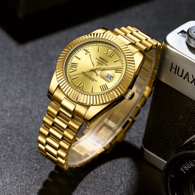 Wristwatch with Date and Luminous Hands Quartz Movement