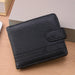Compact Card Wallet With Snap Closure And Coin Pocket - Black