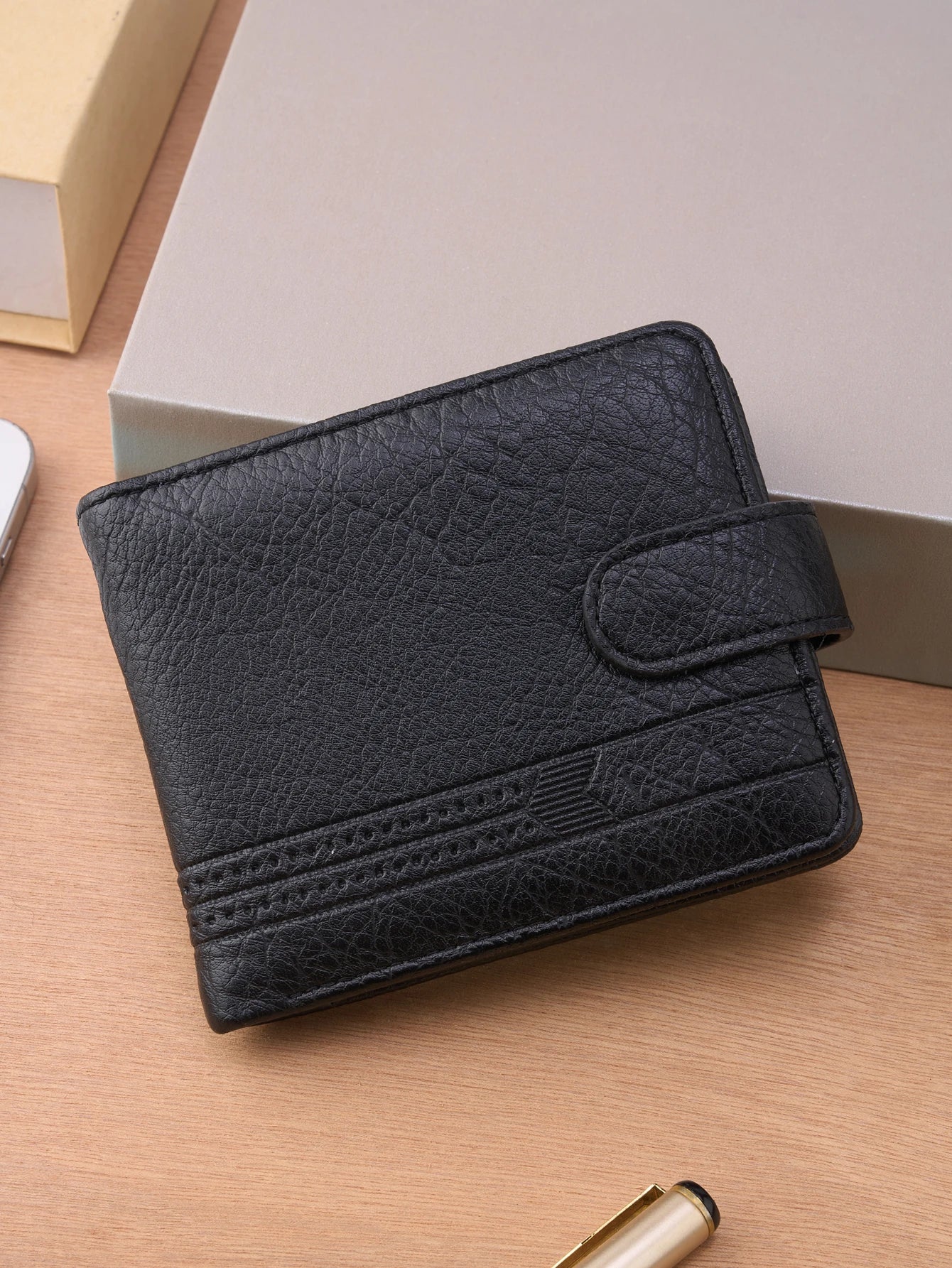 Compact Card Wallet With Snap Closure And Coin Pocket