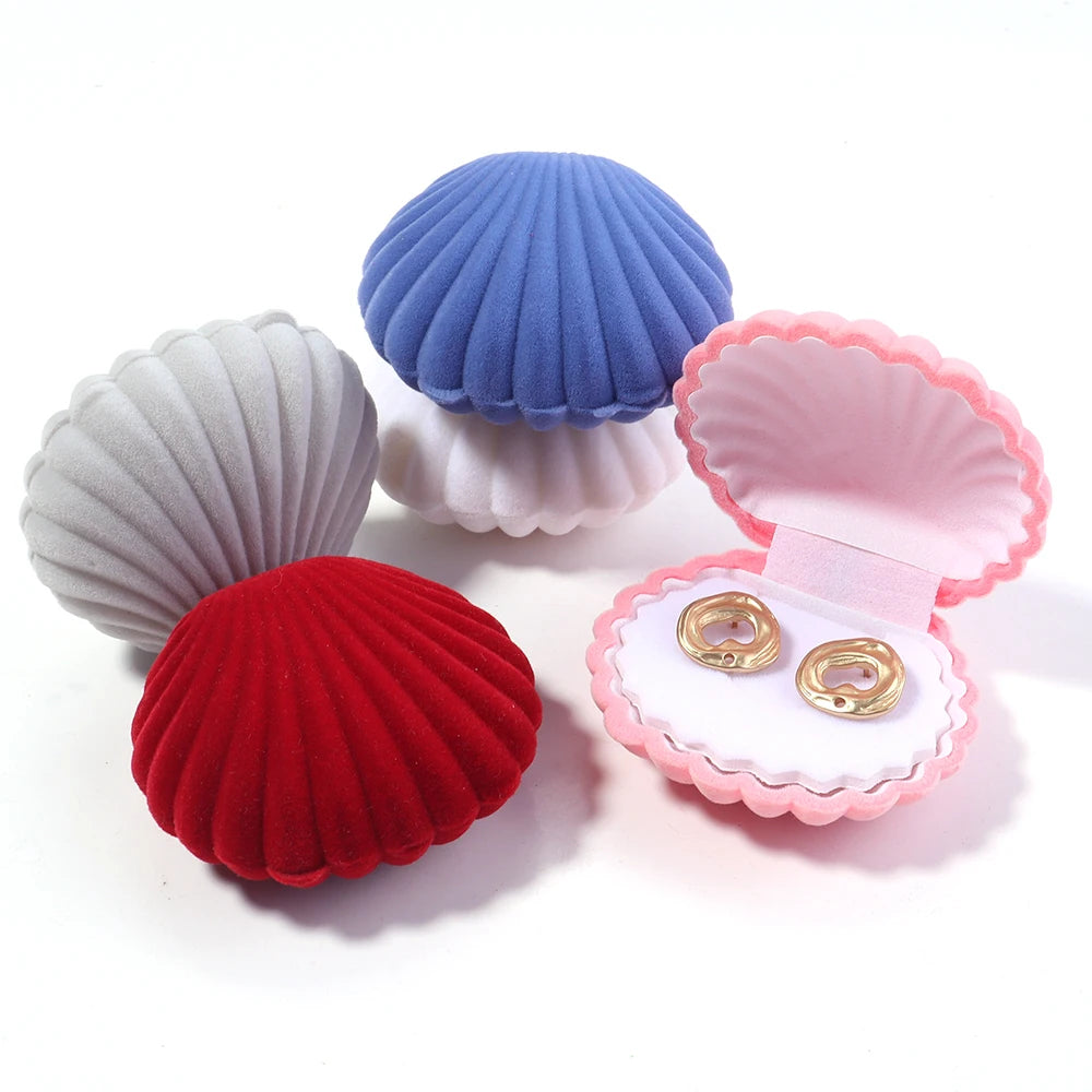 Shell Velvet Jewelry Box for Earrings Display Case