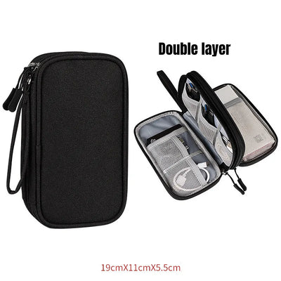 Compact Double Layer Travel Cable Organizer Case Elite