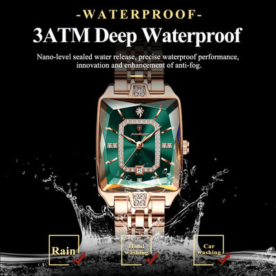 Square Dial Timepiece With Diamond Set Frame Crystal