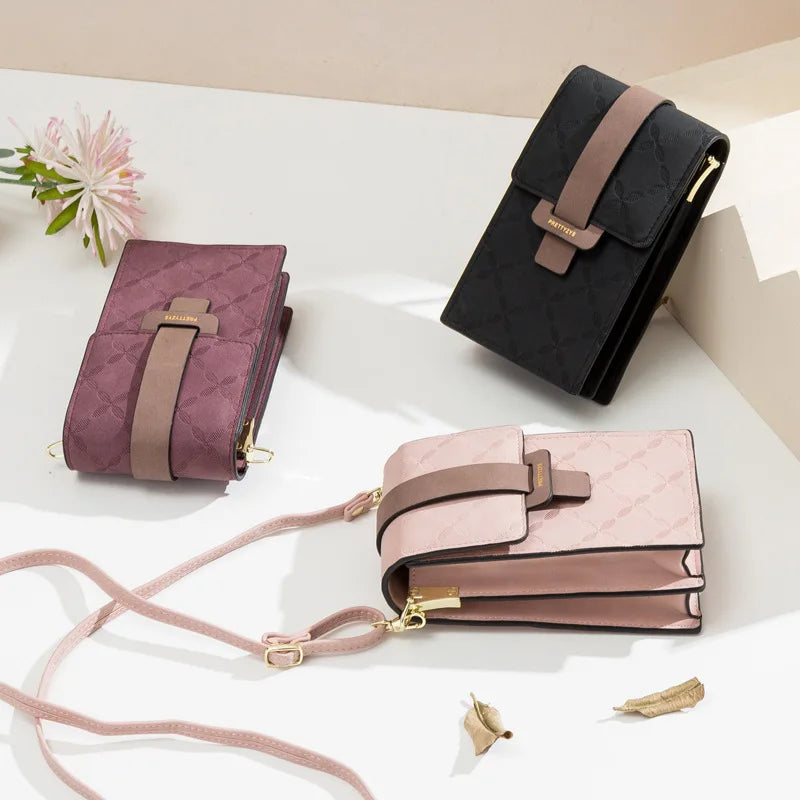 Crossbody Handbag With Petal Plaid Pattern And Strap - WO2MEN