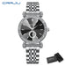Diamond Accent Round Dial Crystal Watch With Crystals - Silver Black