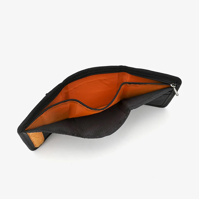 Compact Trifold Card Wallet With Zipper Closure