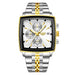 Square Chronograph Timepiece With Bold Geometric Dial - Gold white