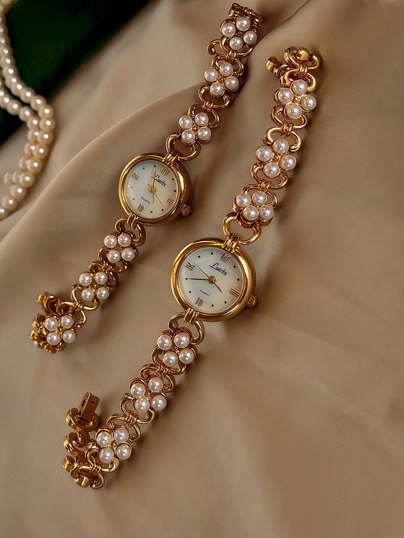 Watch Pearl Chain Bracelet Duo for Day and Evening - WO2MEN