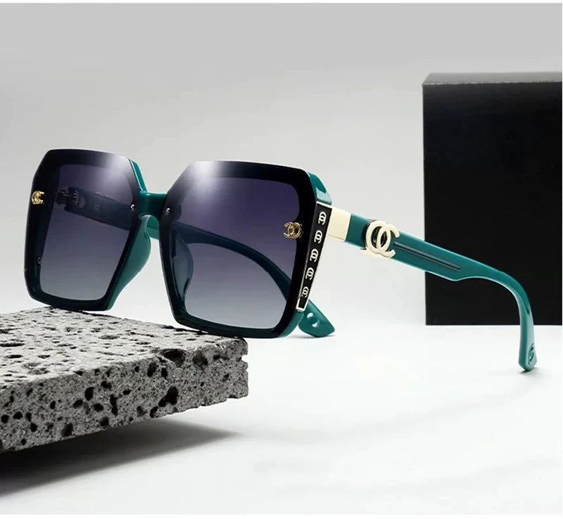 Oversized Square Sunglasses With Emblem Detailing Edge - WO2MEN