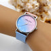 Ladies Watch Gradient Dial Quartz Movement Round Case - Pink Skyblue