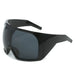 Oversized Shield Sunglasses Wraparound UV400 Lens - Black