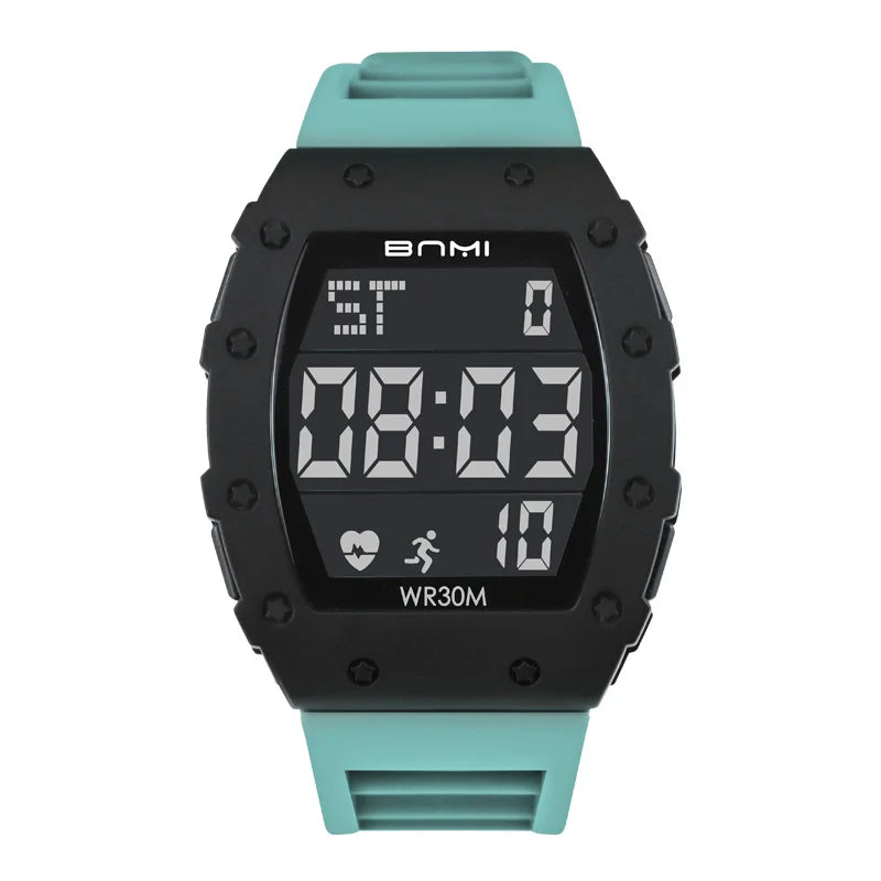 Digital Sport Watch Large Screen Waterproof 30M - Light Green