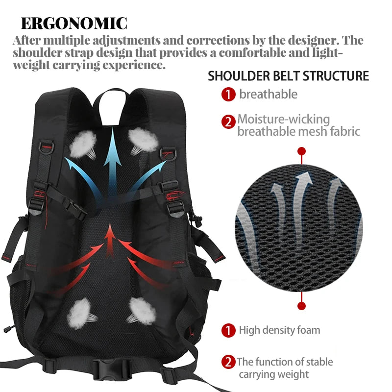 Large Capacity Hiking Backpack with Multiple Pockets