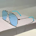 Aviator Sunglasses with Double Bridge Design - Blue