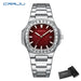 Diamond Bezel Timepiece With Luminous Dial Elegance - Silver Red