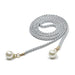 Braided Pearl End Belt with Hanging Pearl Charms - Silver