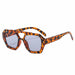 Fashion Retro Big Frame Sunglasses Double Bridge - Leopard Grey