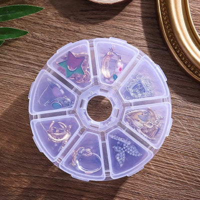 Round Beads Organizer with 8 Compartments Jewelry Box