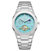 Automatic Tourbillon Moon Phase Mechanical Watch - Silver Cyan
