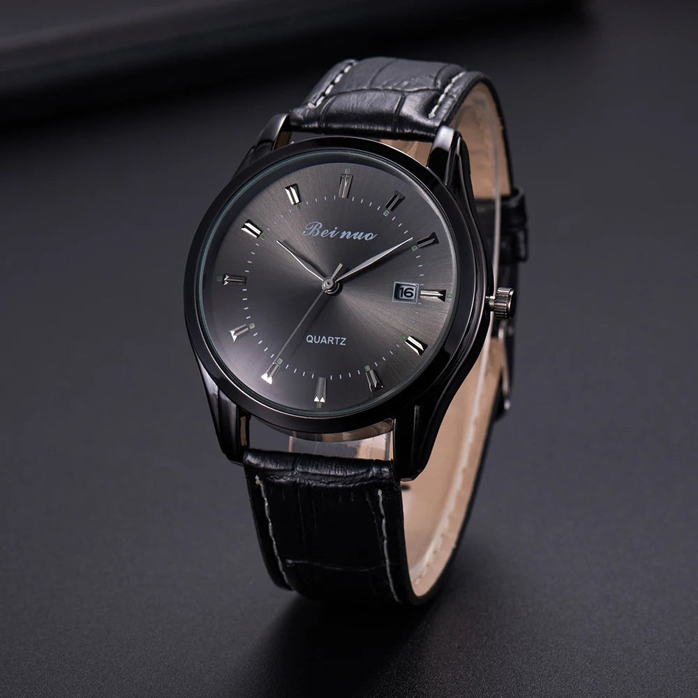 Quartz Wristwatch with Date Window Business Style