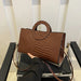 Handbag Crocodile Pattern Structured Satchel Circular - Coffee