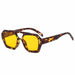 Fashion Retro Big Frame Sunglasses Double Bridge - Flower Yellow