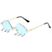 Cloud Rimless Sunglasses With Lightning Pendant - Light Blue