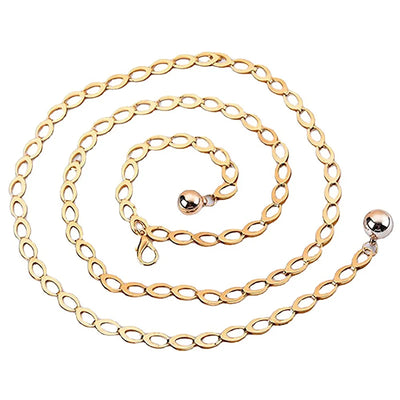 Elegant Hollow Out Chain Belt with Ball Ends Details