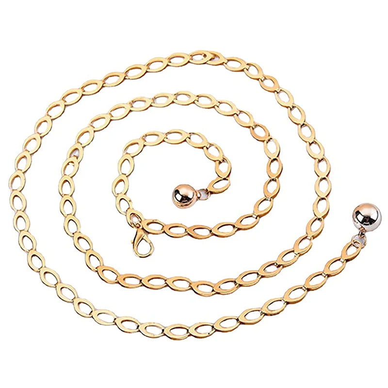 Elegant Hollow Out Chain Belt with Ball Ends Details