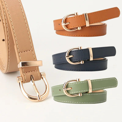 Classic Belt With Round Buckle For Dress And Jeans